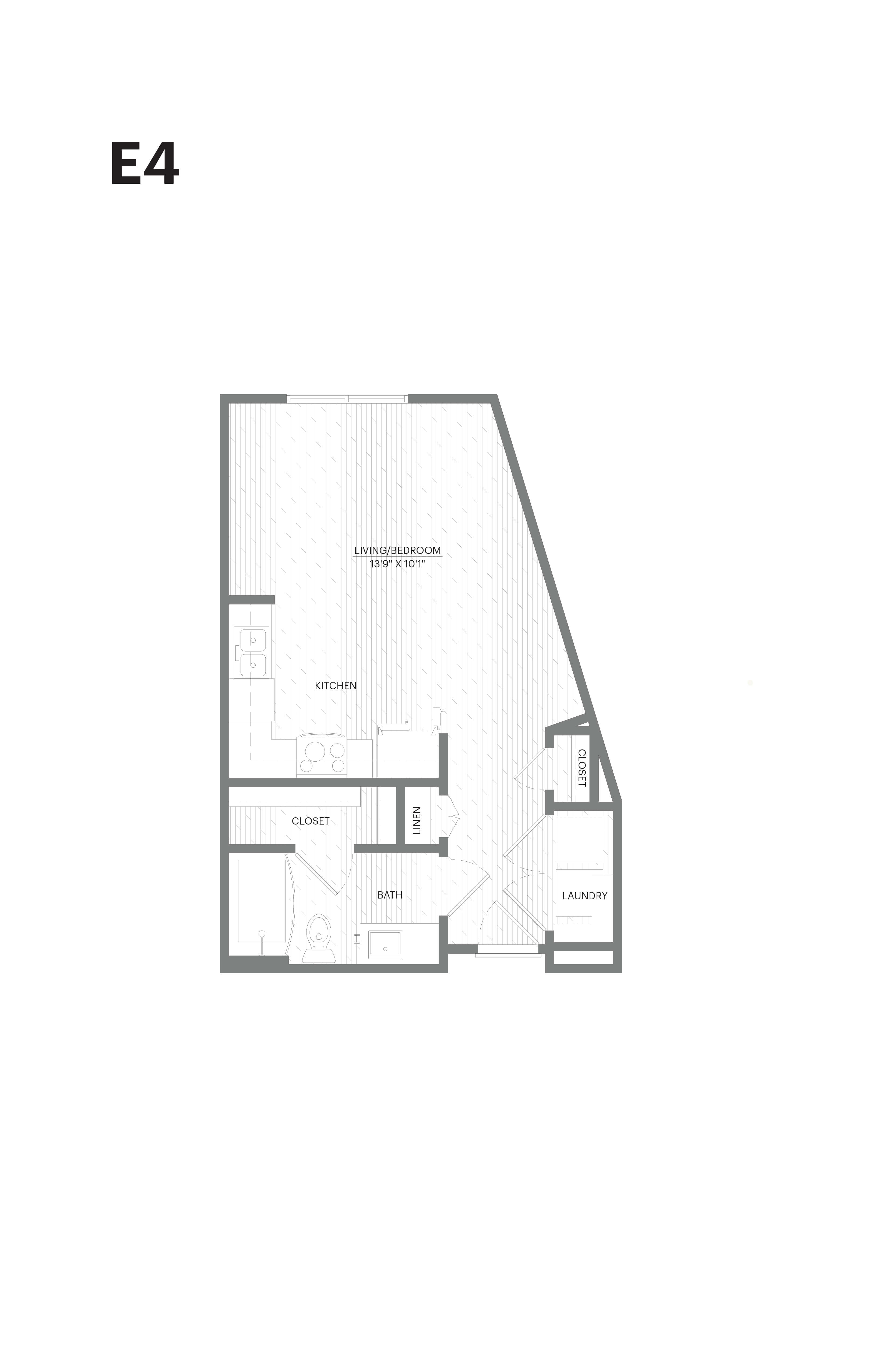 Floor plan for studio, 1 bath, 507 sqft